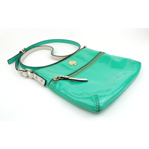 Kate Spade New York Green Patent Leather Crossbody Bag With Adjustable Strap & G - Picture 3 of 16